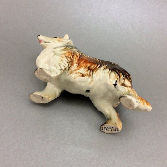 3 Vintage Collie Dog Figurines Made in Japan Glossy Ceramic Standing Laying Down - Picture 12 of 16